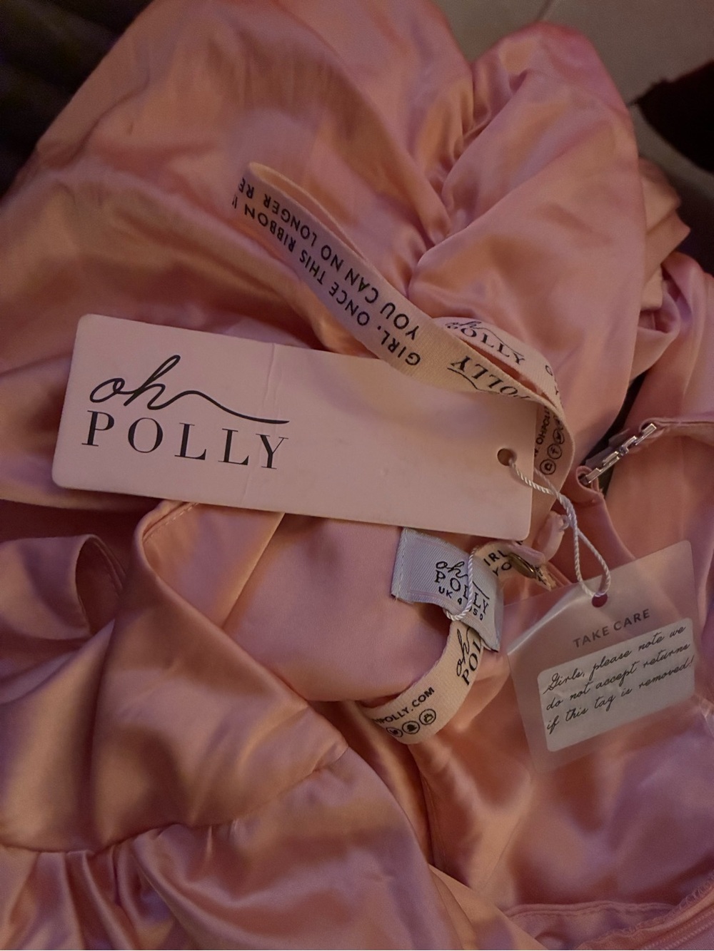 Oh Polly Blush Pink Satin Slip Dress